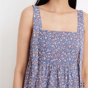 Madewell Petite Tie-Strap Tiered Midi Dress in Summer Vines